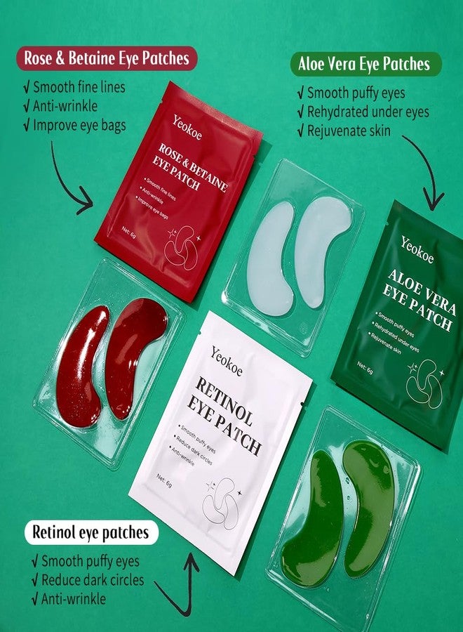 Yeokoe Under Eye Patches For Puffy Eyes and Dark Circles Wrinkle,30 Pairs Face Masks SkinCare With Retinol Serum,Aloe Vera,Rose Betaine - Image 3